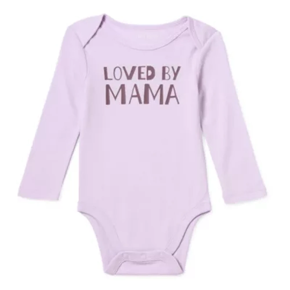 Okie Dokie Baby Girls Round Neck Long Sleeve Bodysuit