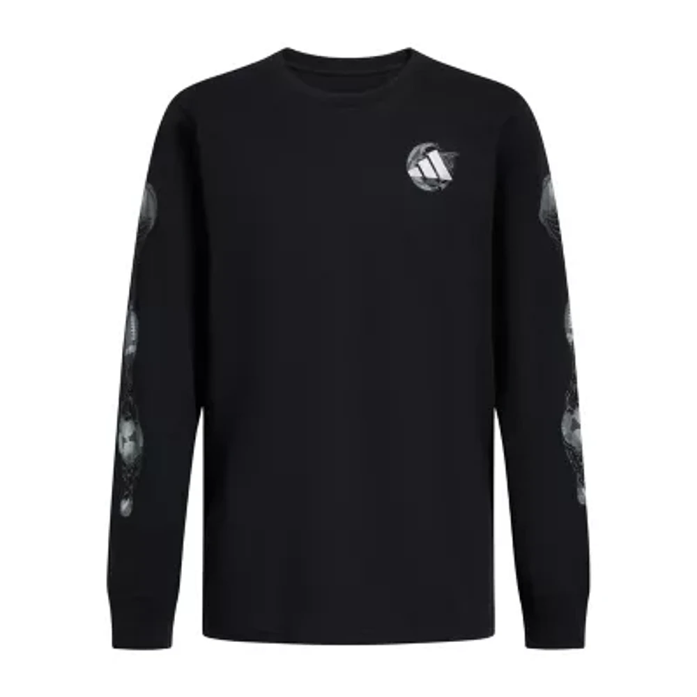 adidas Big Boys Crew Neck Long Sleeve Graphic T-Shirt