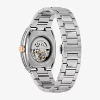 Bulova Maquina Mens Automatic Silver Tone Stainless Steel Bracelet Watch 98a319