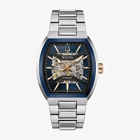 Bulova Maquina Mens Automatic Silver Tone Stainless Steel Bracelet Watch 98a319
