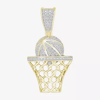 Basketball Mens 1/5 CT. Natural White Diamond 10K Gold Pendants