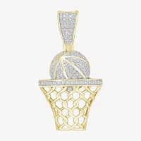 Basketball Mens 1/5 CT. Natural White Diamond 10K Gold Pendants