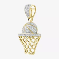 Basketball Mens 1/5 CT. Natural White Diamond 10K Gold Pendants
