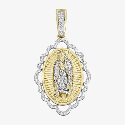 Lady Of Guadalupe Mens 1/5 CT. Natural White Diamond 10K Gold Pendant