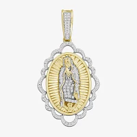 Lady Of Guadalupe Mens 1/5 CT. Natural White Diamond 10K Gold Pendant