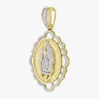 Lady Of Guadalupe Mens 1/5 CT. Natural White Diamond 10K Gold Pendant