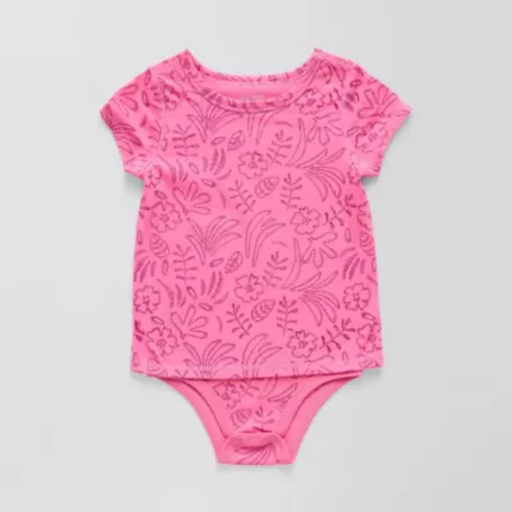 Okie Dokie Toddler Girls Adaptive Round Neck Short Sleeve Bodysuit