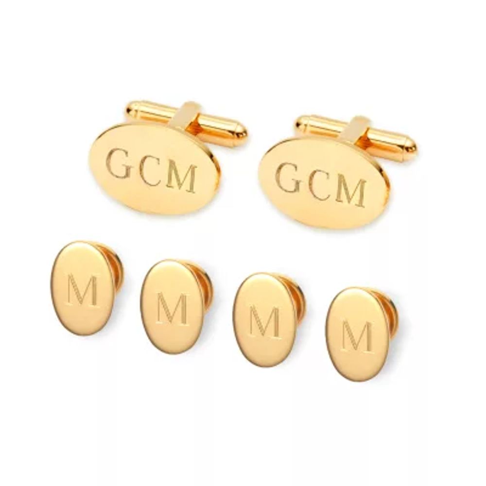 Personalized Formal Set Cuff Links & 4 Shirt Studs