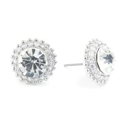 Sparkle Allure Crystal Pure Silver Over Brass 13.7mm Stud Earrings