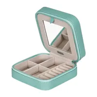 Mele and Co Josette Mirrored Aqua Jewelry Travel Case