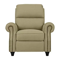 ProLounger Anna Traditional Roll-Arm Push Back Recliner Linen with Nailheads