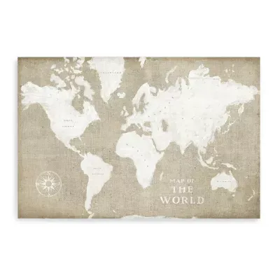 Lumaprints Burlap World Map I Giclee Canvas Art