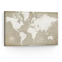 Lumaprints Burlap World Map I Giclee Canvas Art