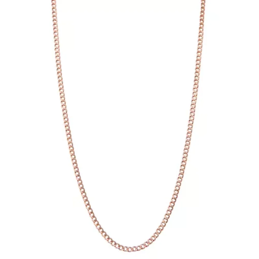 10K Rose Gold 24 Inch Hollow Curb Chain Necklace