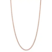 10K Rose Gold 24 Inch Hollow Curb Chain Necklace