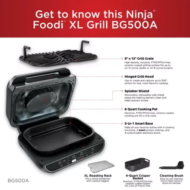 Ninja Sizzle Electric Indoor Grill + Griddle GR101, Color: Gray - JCPenney