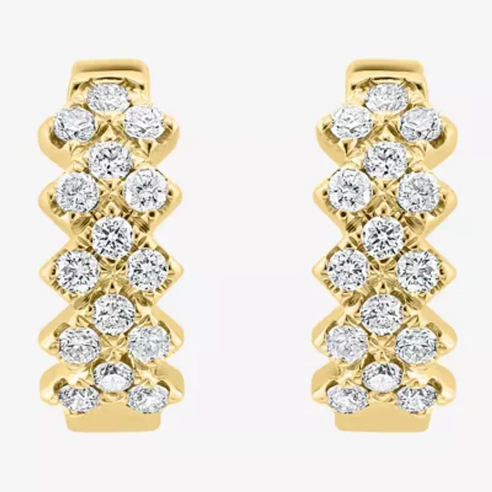 Effy 1/2 CT. T.W. Natural White Diamond 14K Gold 13.8mm Hoop Earrings