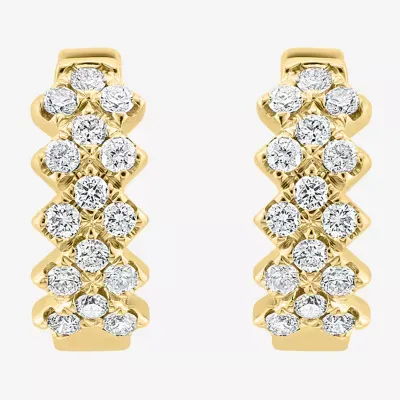Effy  1/2 CT. T.W. Natural White Diamond 14K Gold 13.8mm Hoop Earrings
