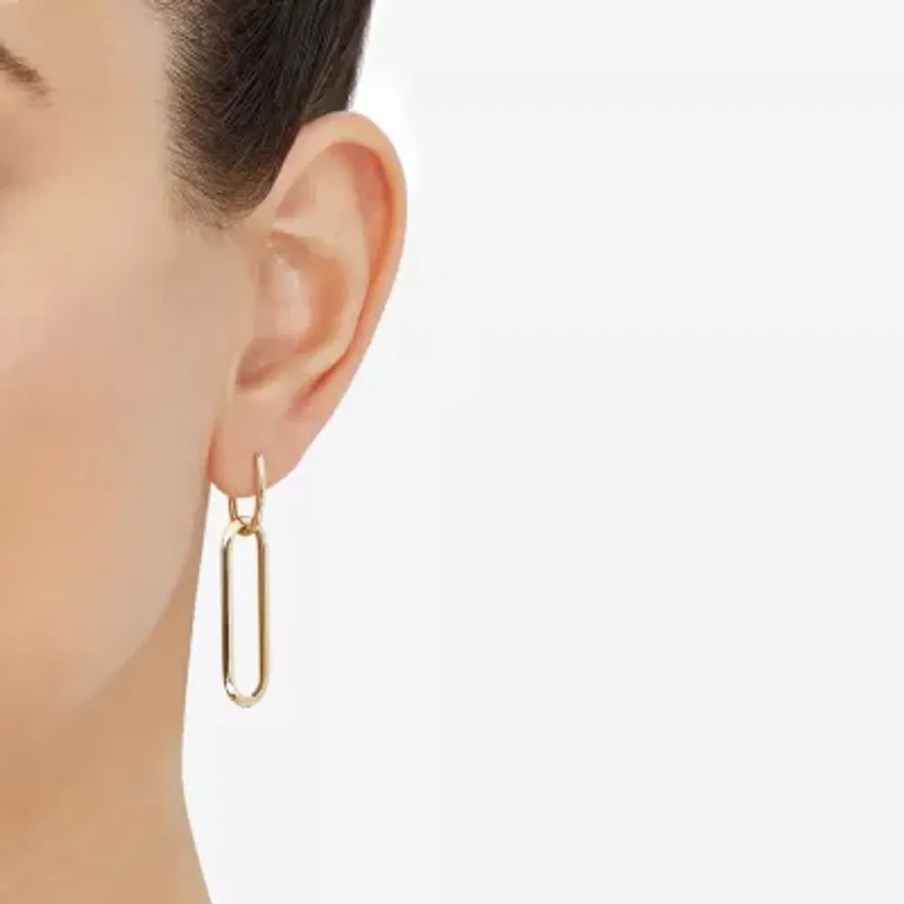 14K Gold Paperclip Drop Earrings