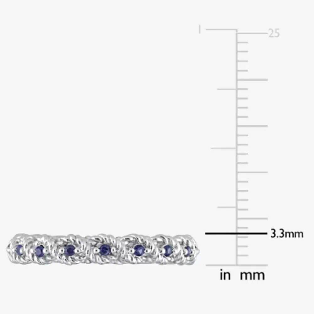 Womens Lab Created Blue Sapphire 10K White Gold Stackable Ring