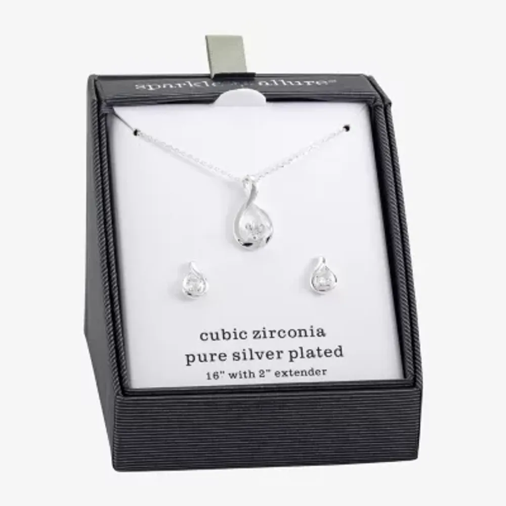 Sparkle Allure 2-pc. Cubic Zirconia Pure Silver Over Brass Jewelry Set
