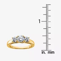 True Light 3MM 1 CT. T.W. Lab Created White Moissanite 14K Gold 3-Stone Band