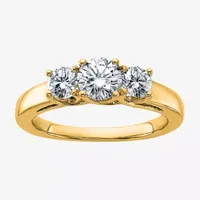 True Light 3MM 1 CT. T.W. Lab Created White Moissanite 14K Gold 3-Stone Band