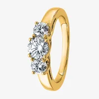 True Light 3MM 1 CT. T.W. Lab Created White Moissanite 14K Gold 3-Stone Band