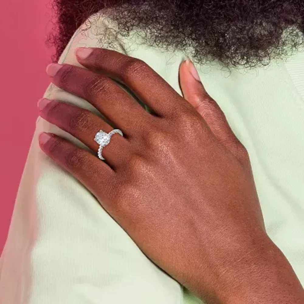 FINE JEWELRY DiamonArt® Womens White Cubic Zirconia Sterling Silver  Rectangular Engagement Ring | MainPlace Mall