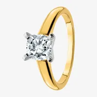 True Light Womens 1/ CT. T.W. Lab Created White Moissanite 14K Two Tone Gold Solitaire Engagement Ring