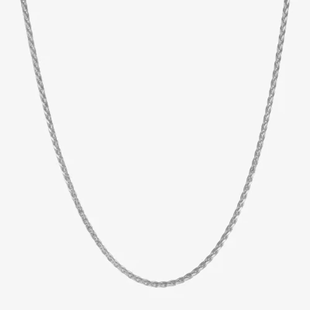 Made in Italy Sterling Silver 24 Inch Solid Wheat Chain Necklace