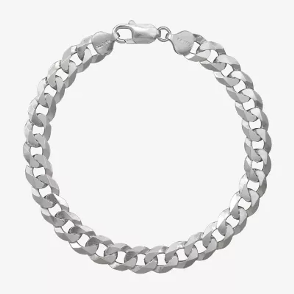 Made in Italy Sterling Silver 9 Inch Solid Curb Chain Bracelet