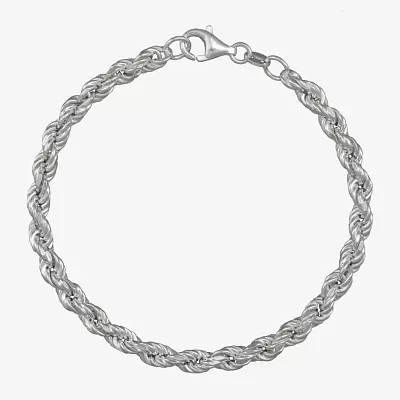 Made in Italy Sterling Silver 8 Inch Hollow Rope Chain Bracelet