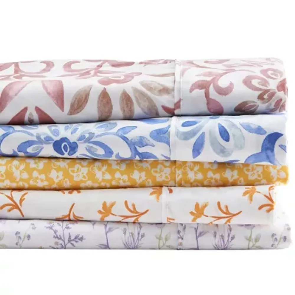 Linery Blue Watercolor Florals Reversible Quilt Set