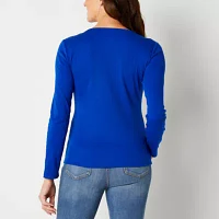 Liz Claiborne Womens Crew Neck Long Sleeve T-Shirt