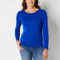 Liz Claiborne Womens Crew Neck Long Sleeve T-Shirt