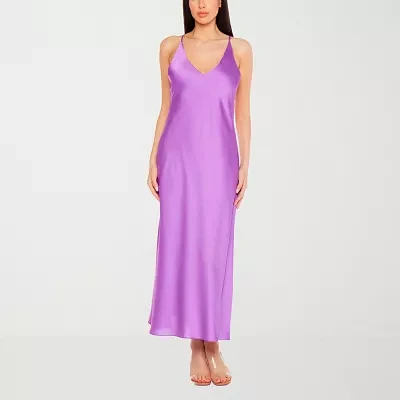 Premier Amour Satin Womens Sleeveless Midi Slip Dress