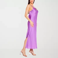 Premier Amour Satin Womens Sleeveless Midi Slip Dress