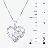 "Mom" Lab Created Opal Sterling Silver Heart 2-pc. Jewelry Set