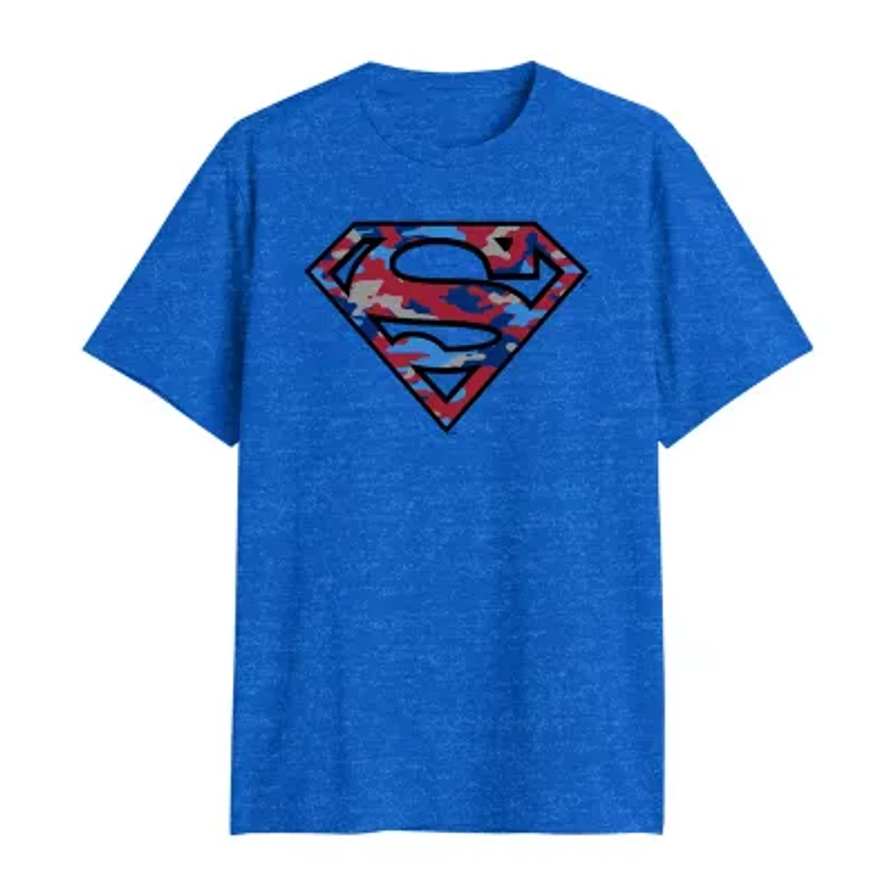 Big and Tall Mens Crew Neck Short Sleeve Classic Fit Americana Superman Graphic T-Shirt