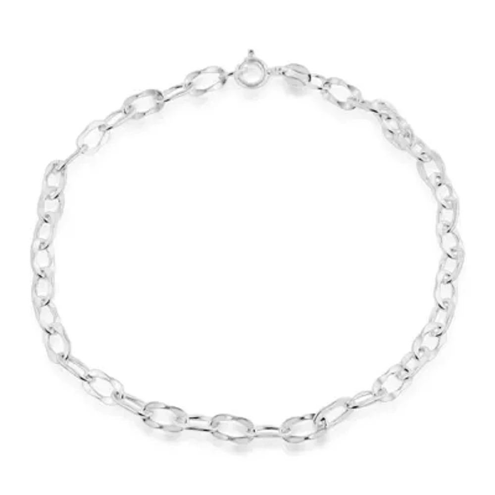 Oval Link Ankle Bracelet Bracelet Sterling Silver