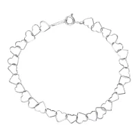 Silver Reflections Sterling Silver Openwork Heart Link Bracelet