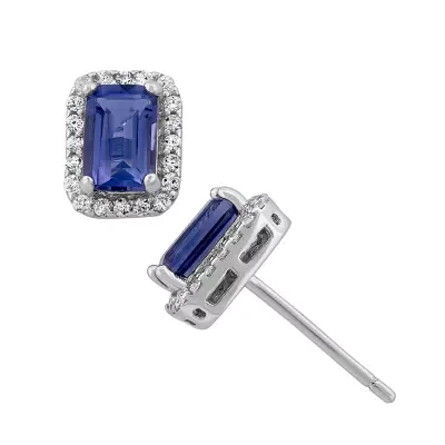 Lab-Created Sapphire Sterling Silver Earrings