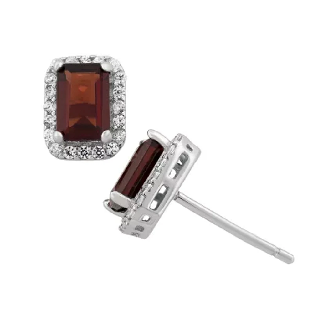 Genuine Garnet Sterling Silver Earrings