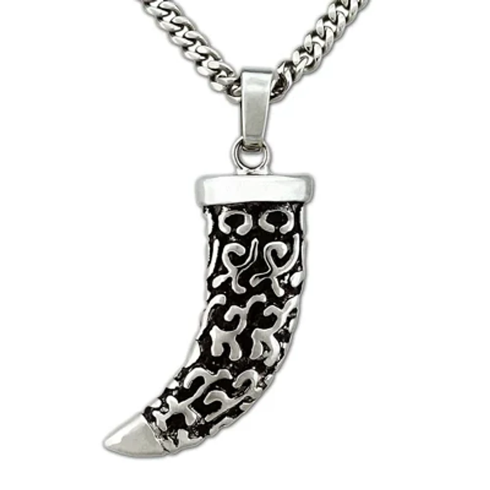 Mens Stainless Steel Horn Tusk Pendant