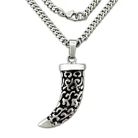 Mens Stainless Steel Horn Tusk Pendant