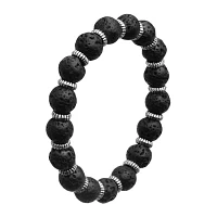 Inox® Jewelry Mens Black Lava, Zinc & Stainless Steel Bead Bracelet