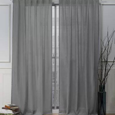 Nicole Miller Faux Linen Slub Light-Filtering Back Tab Set of 2 Curtain Panel