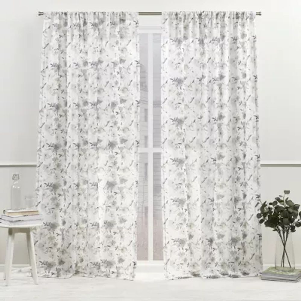 Nicole Miller Hattie Light-Filtering Rod Pocket Set of 2 Curtain Panel