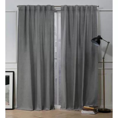 Nicole Miller Mellow Slub Light-Filtering Back Tab Set of 2 Curtain Panel